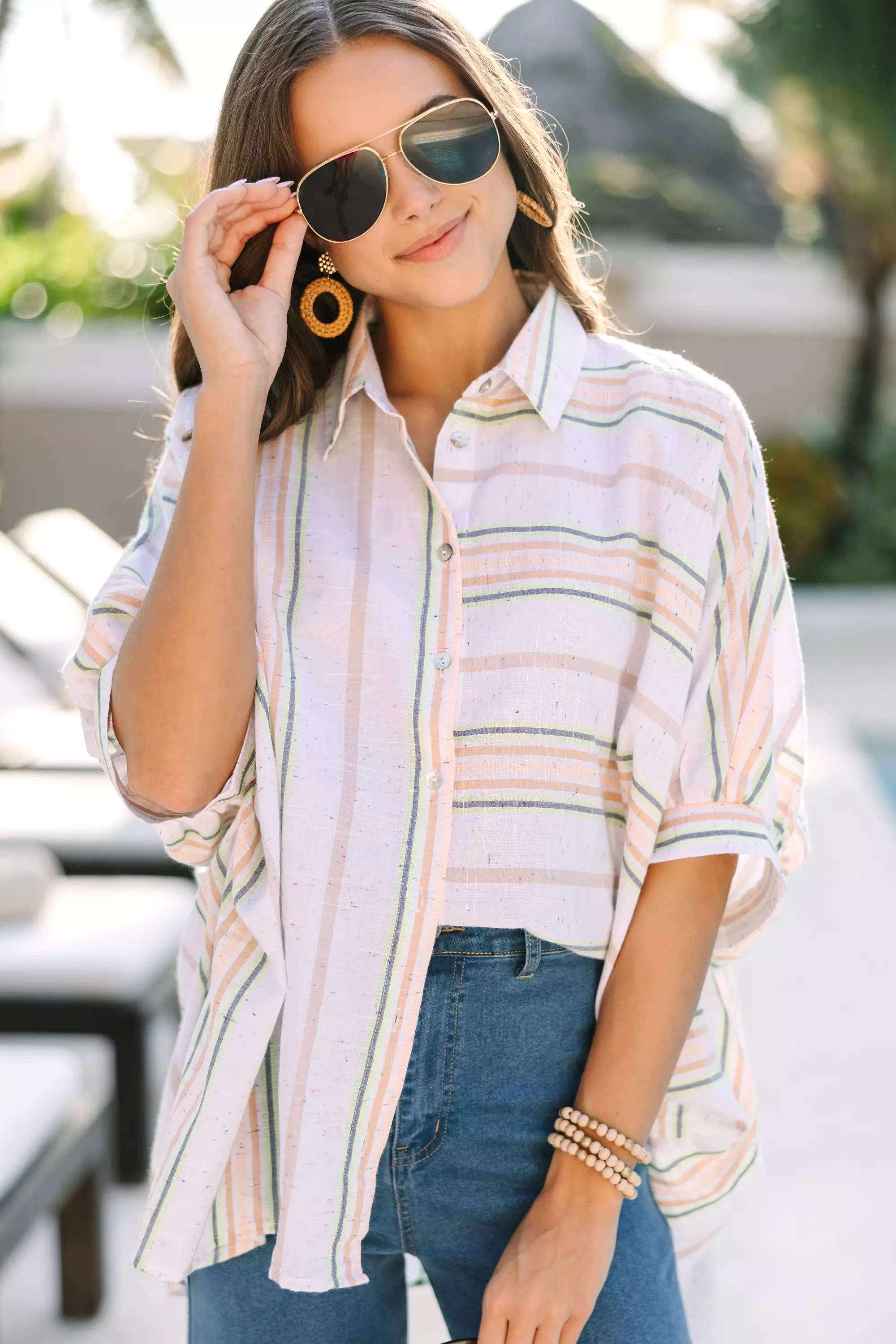 Nothing Left To Say Off White Striped Blouse