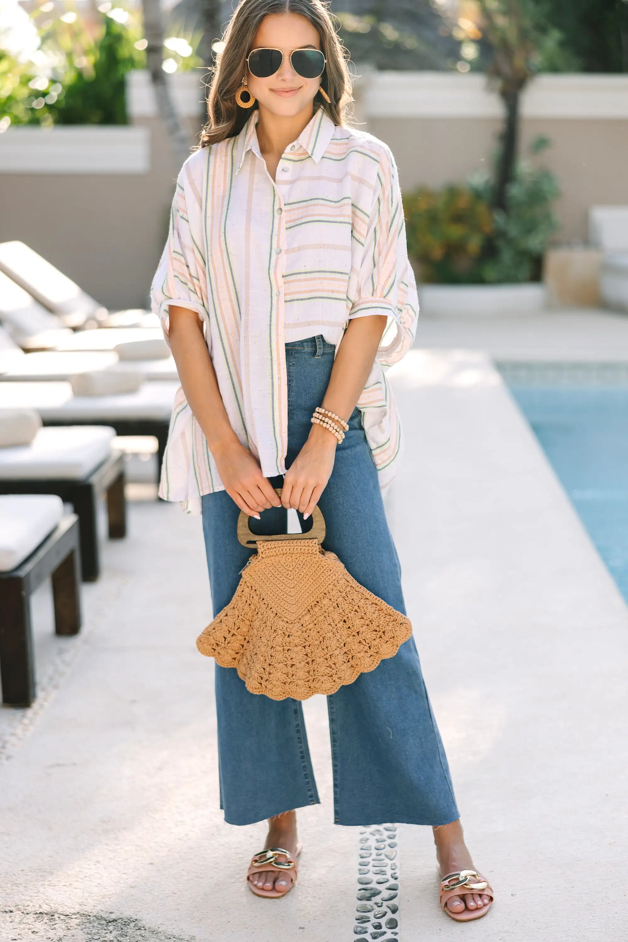 Nothing Left To Say Off White Striped Blouse