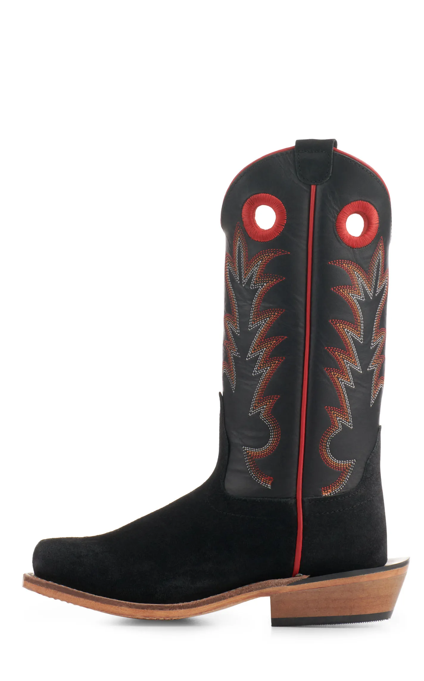 Old West Kids' Black with Black Suede Square Toe Cowboy Boots