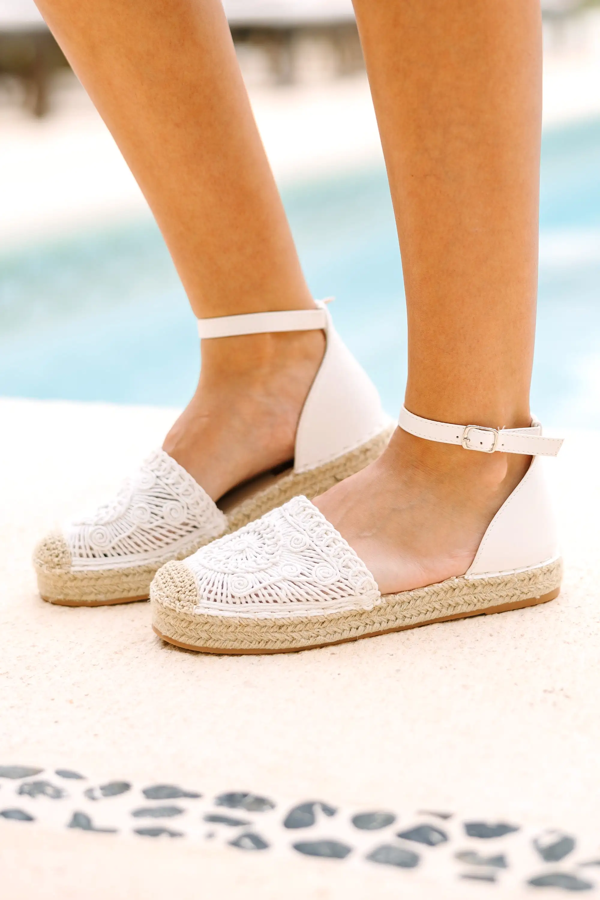 On Your Mind White Espadrille Flats