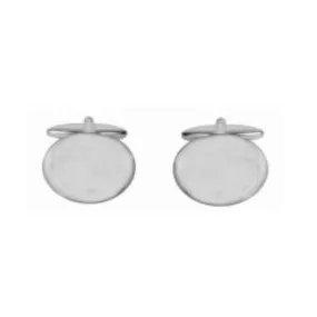 oval flat large plain rhodium plated cufflinks suitable for personalised engraving 31801