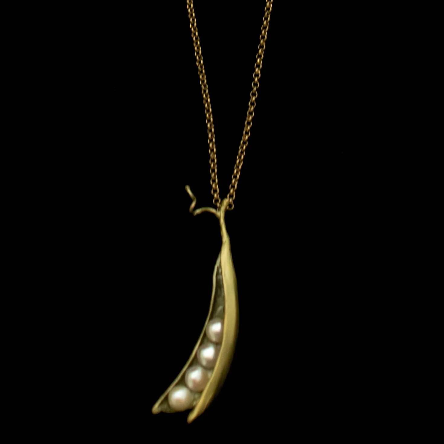 Pea Pod 18 Inch Adjustable 4 Pearl Pendant Necklace by Michael Michaud