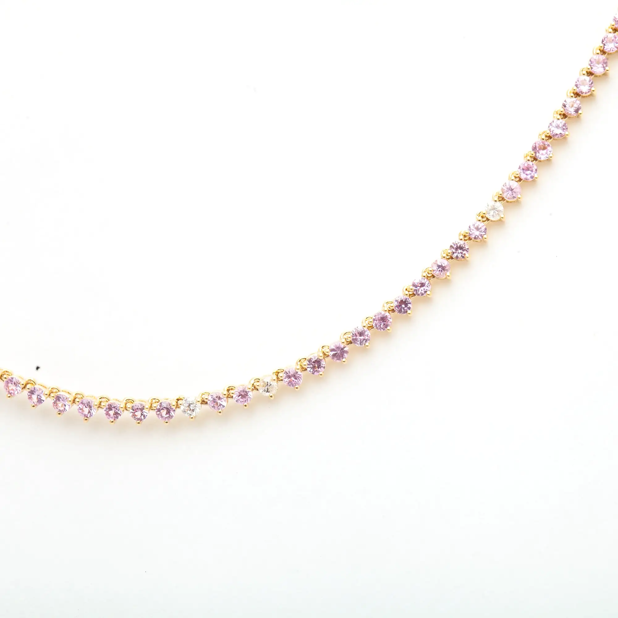 Pink Sapphire & Diamond Half Riviera Necklace