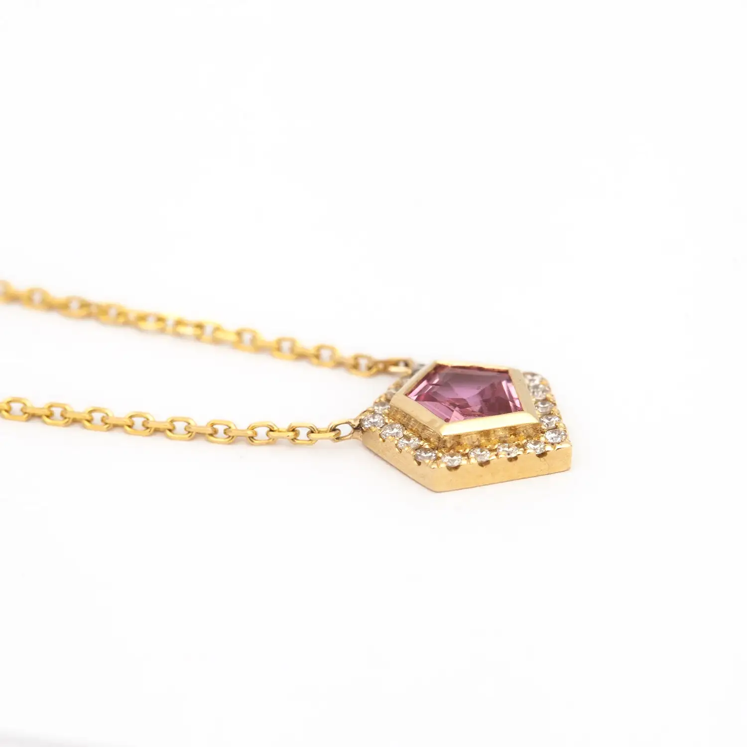 Pink Sapphire Midi Mosaic Shape Necklace