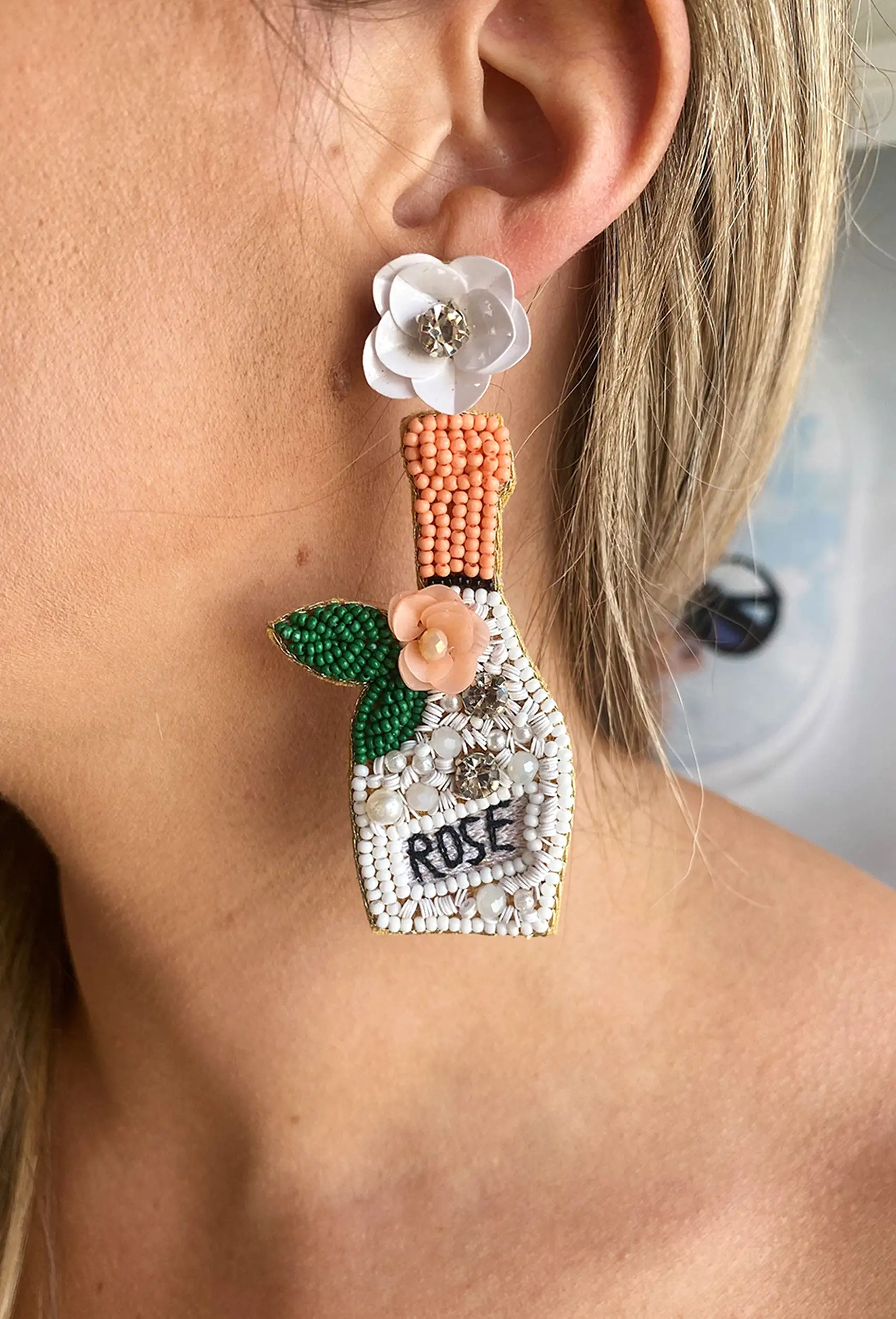 Popping Rose Beaded Earrings