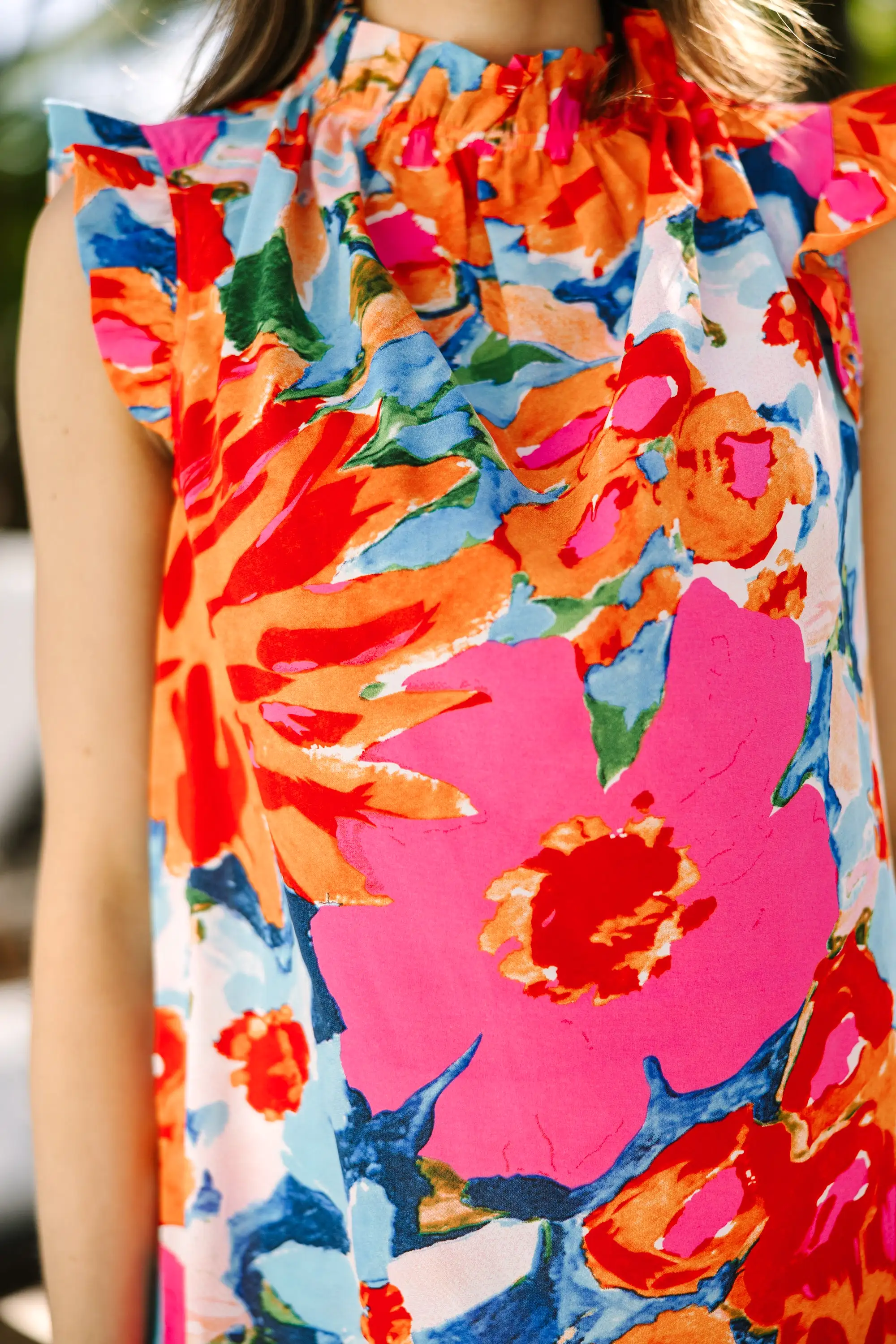 Put It To The Test Coral Orange Floral Tank