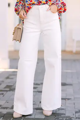 Risen Jeans: Above And Beyond White Wide Leg Jeans