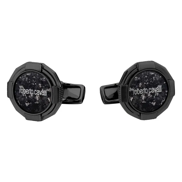 Roberto Cavalli Black Color Cufflinks with Carbon Fiber