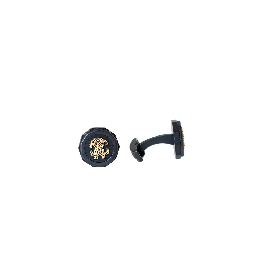 Roberto Cavalli Cufflinks Black With Ip Gold