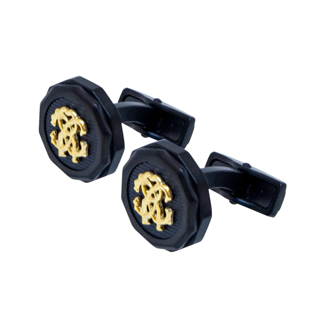 Roberto Cavalli Cufflinks Black With Ip Gold