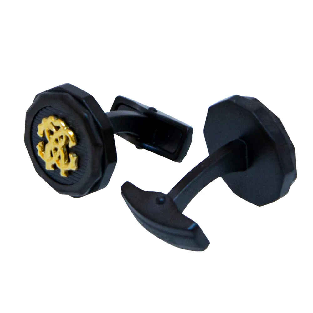 Roberto Cavalli Cufflinks Black With Ip Gold