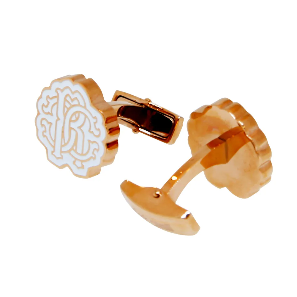 Roberto Cavalli Cufflinks Ip Rosegold With White Design