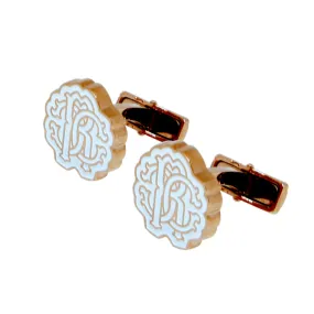 Roberto Cavalli Cufflinks Ip Rosegold With White Design