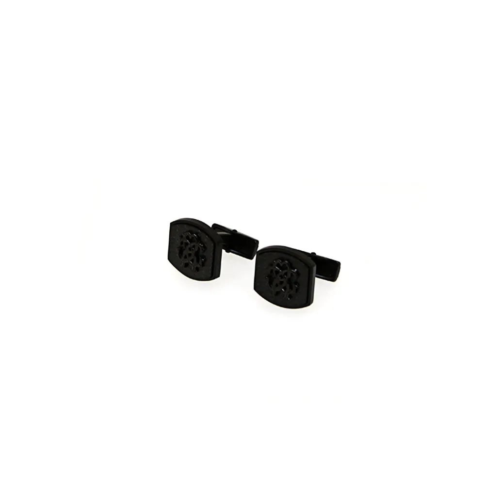 Roberto Cavalli Cufflinks Matte Black With Glossy Black Logo