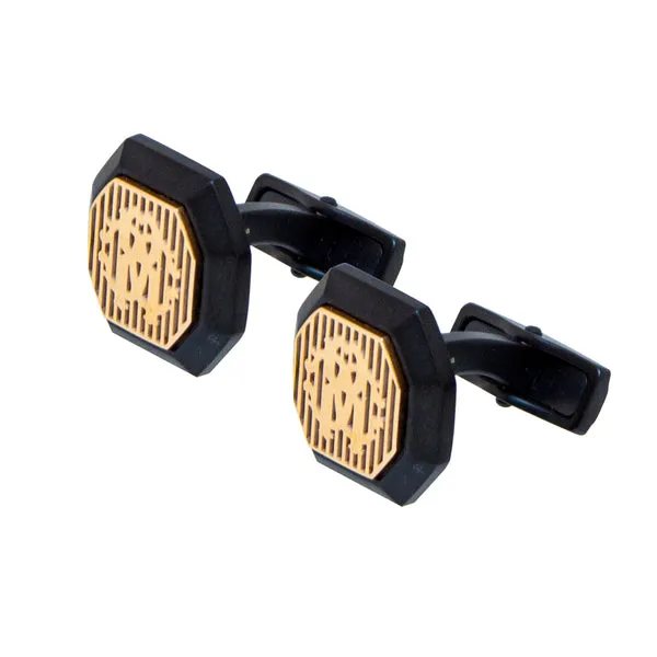 Roberto Cavalli Cufflinks Matte Black With Ip Rosegold Mid