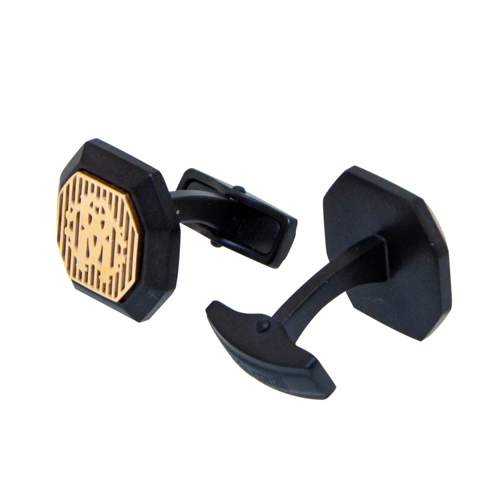 Roberto Cavalli Cufflinks Matte Black With Ip Rosegold Mid