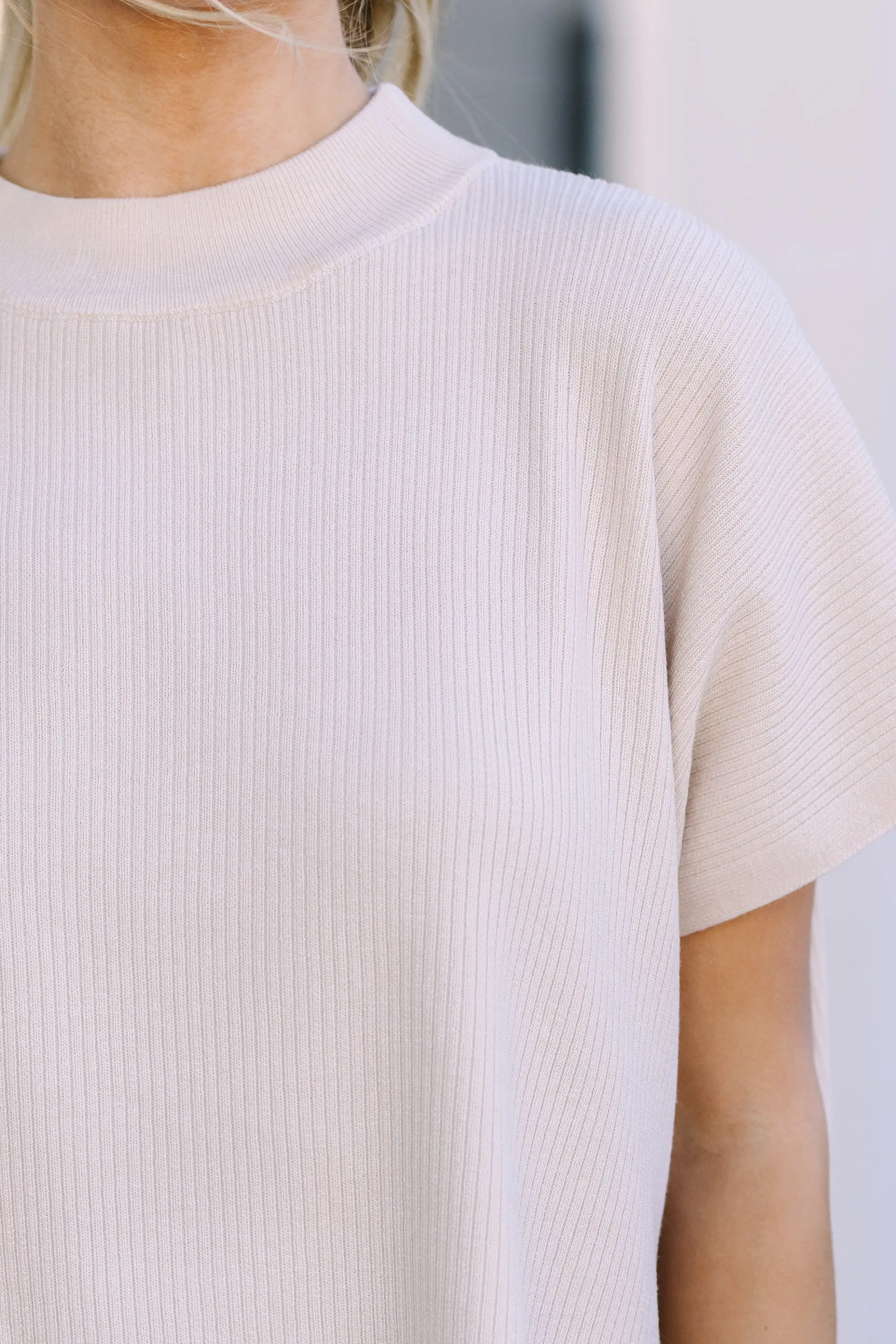 Safe Travels Natural Ribbed Knit Top