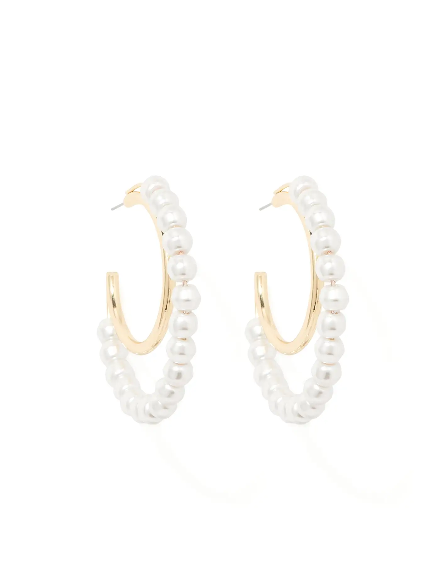 Signature Gaia Pearl And Metal Hoop Earrings