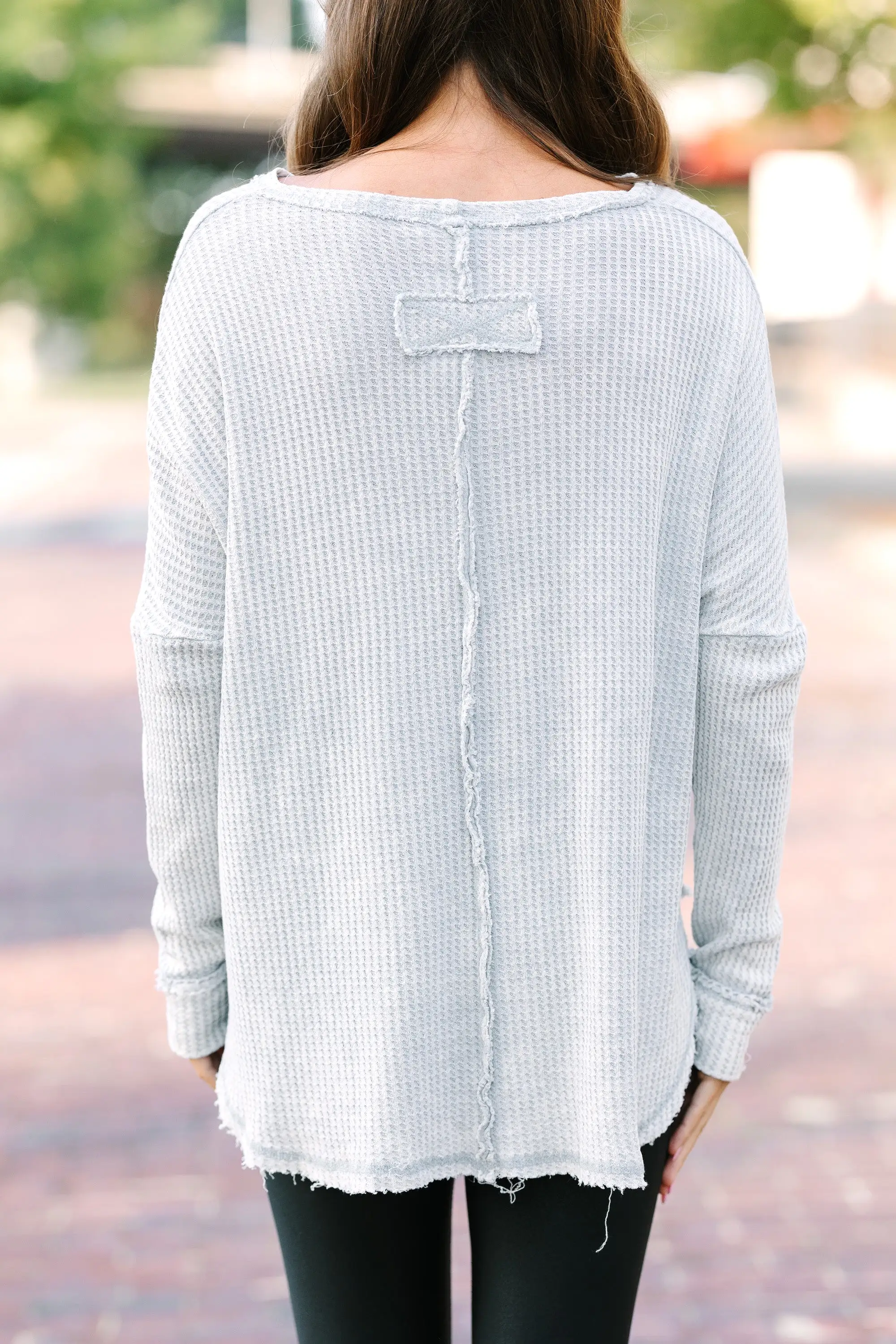 Simple Things Light Gray Waffle Knit Top