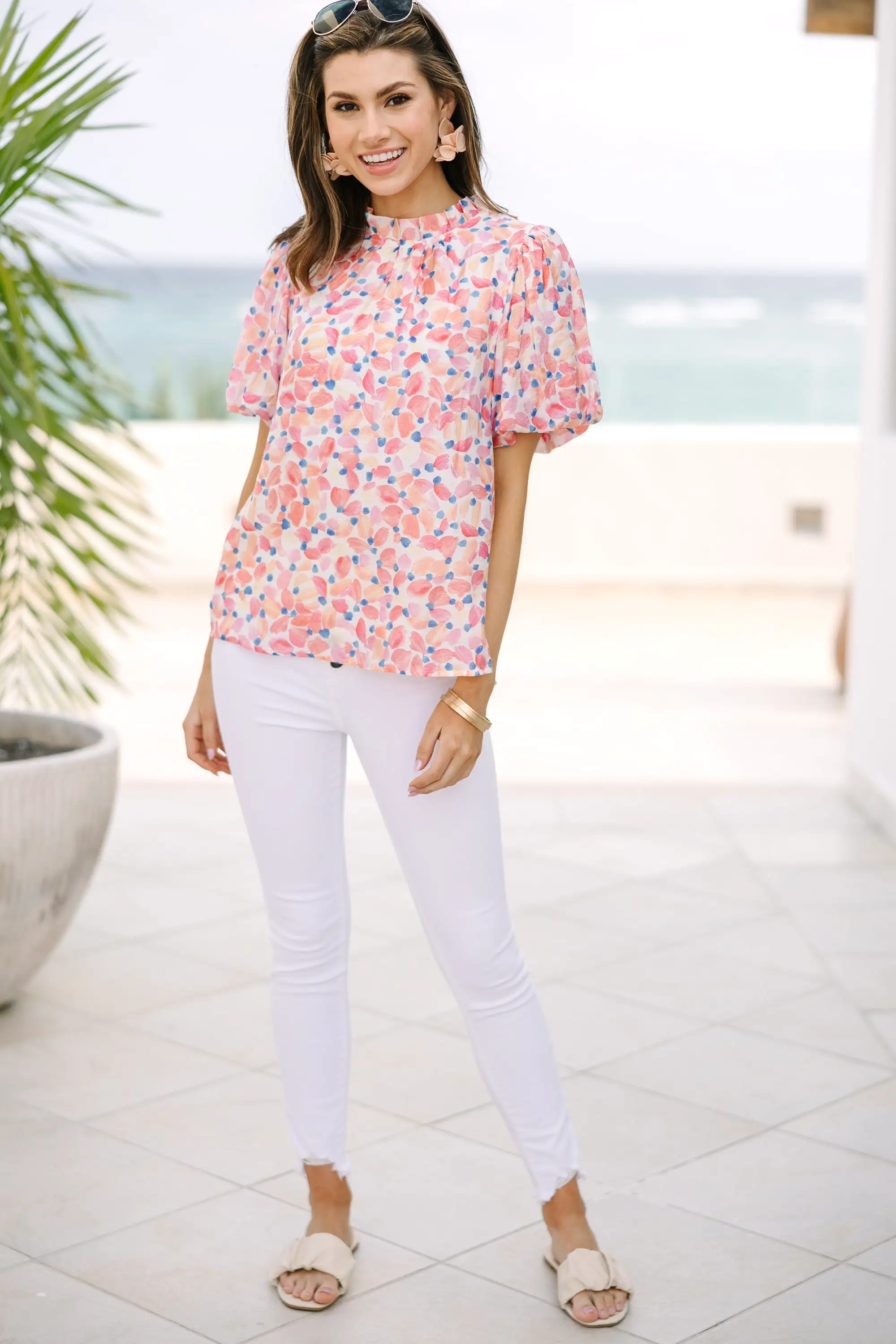 Someone Like You Blush Pink Floral Blouse