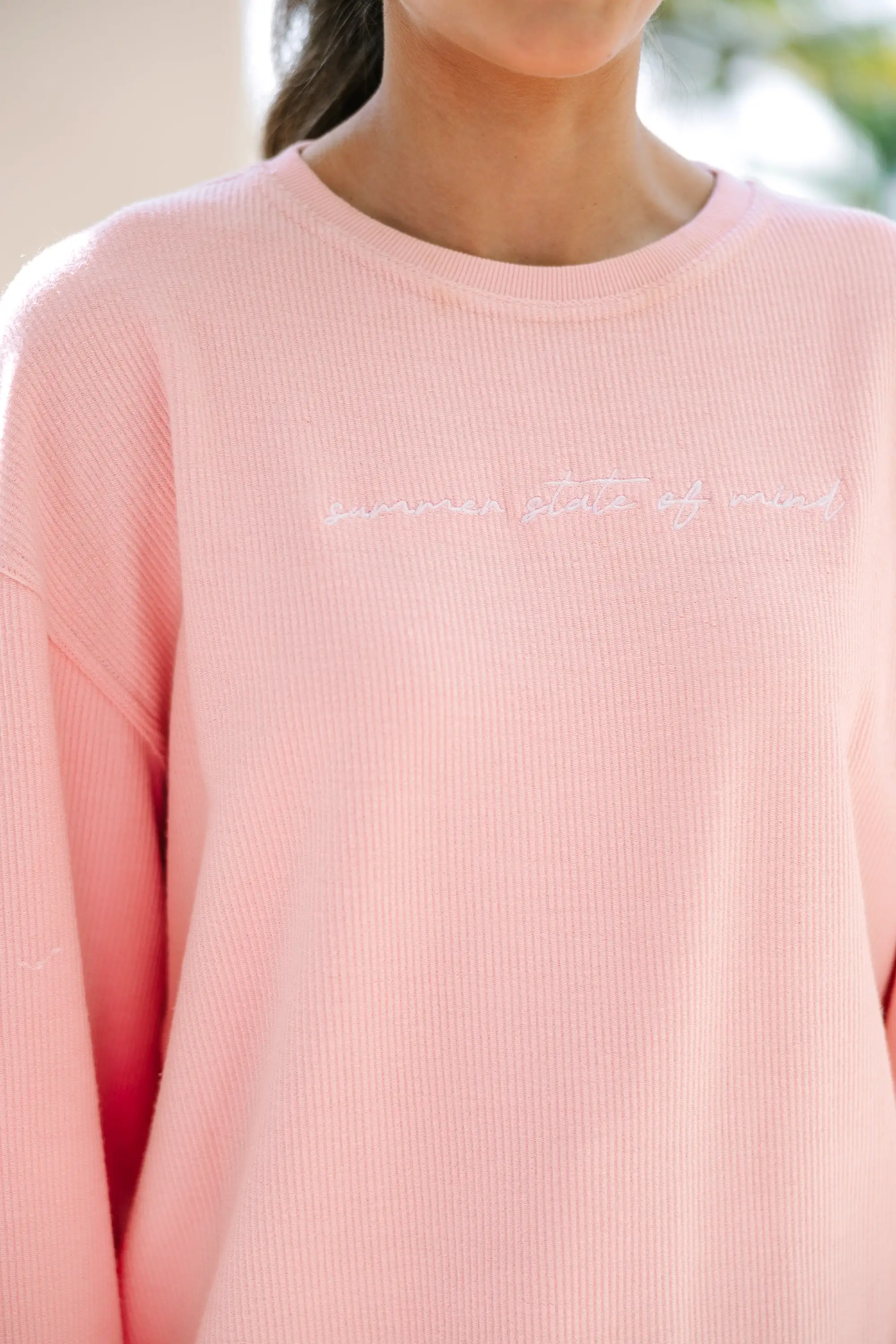 Summer State of Mind Blush Embroidered Sweatshirt