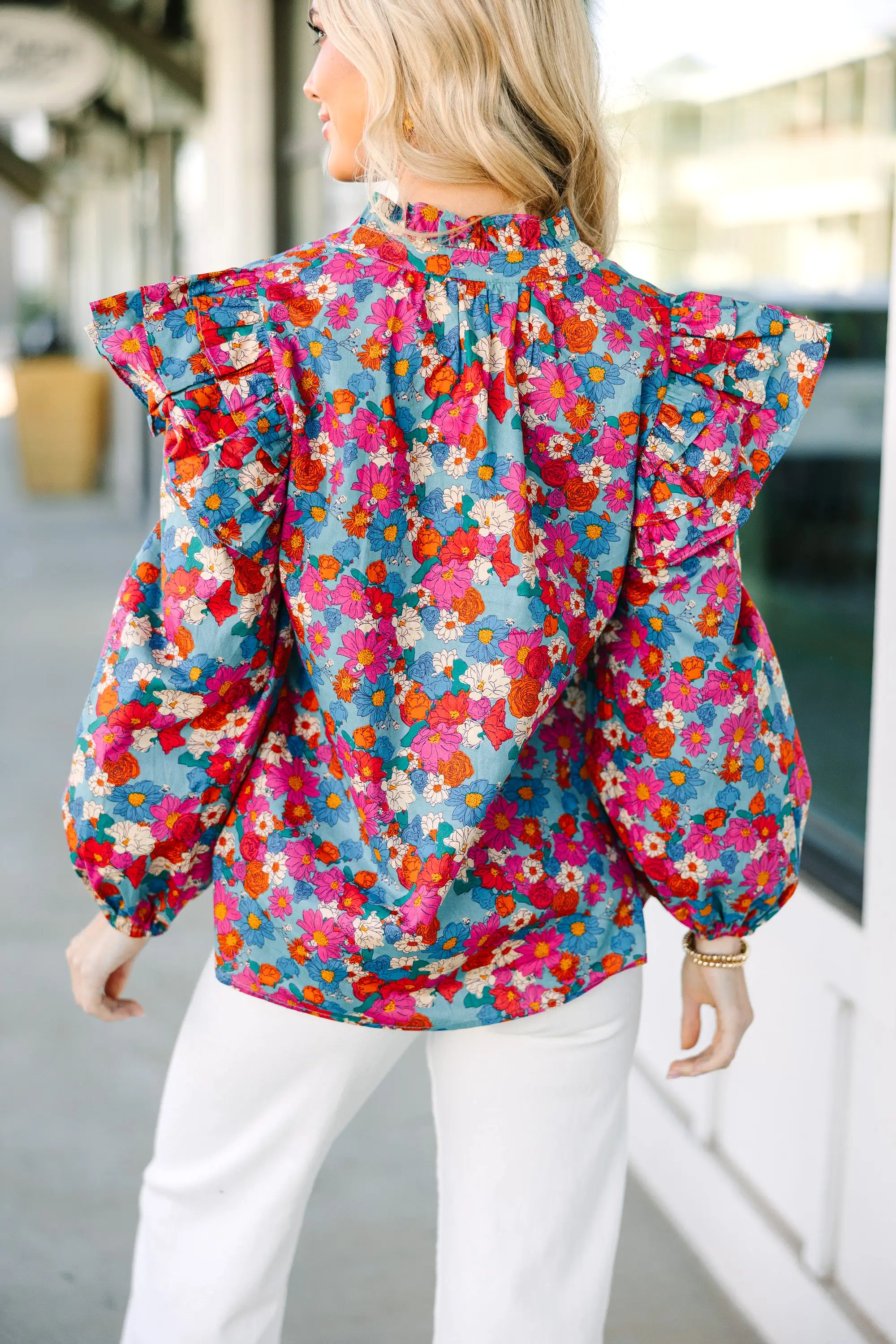 Take Your Love Blue Floral Blouse