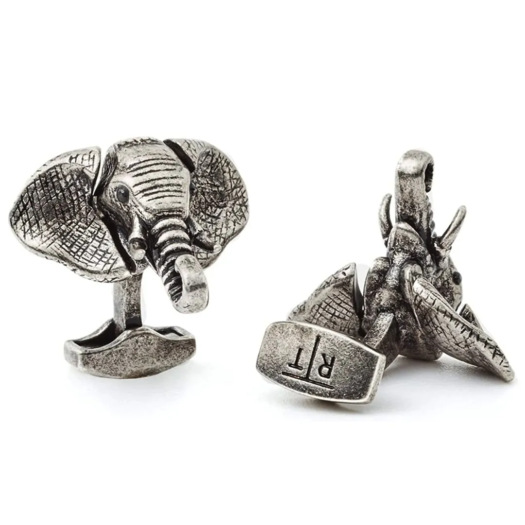 TATEOSSIAN CUFFLINKS: Elephant Moving Ear Swarovski Eye | Menswear Online