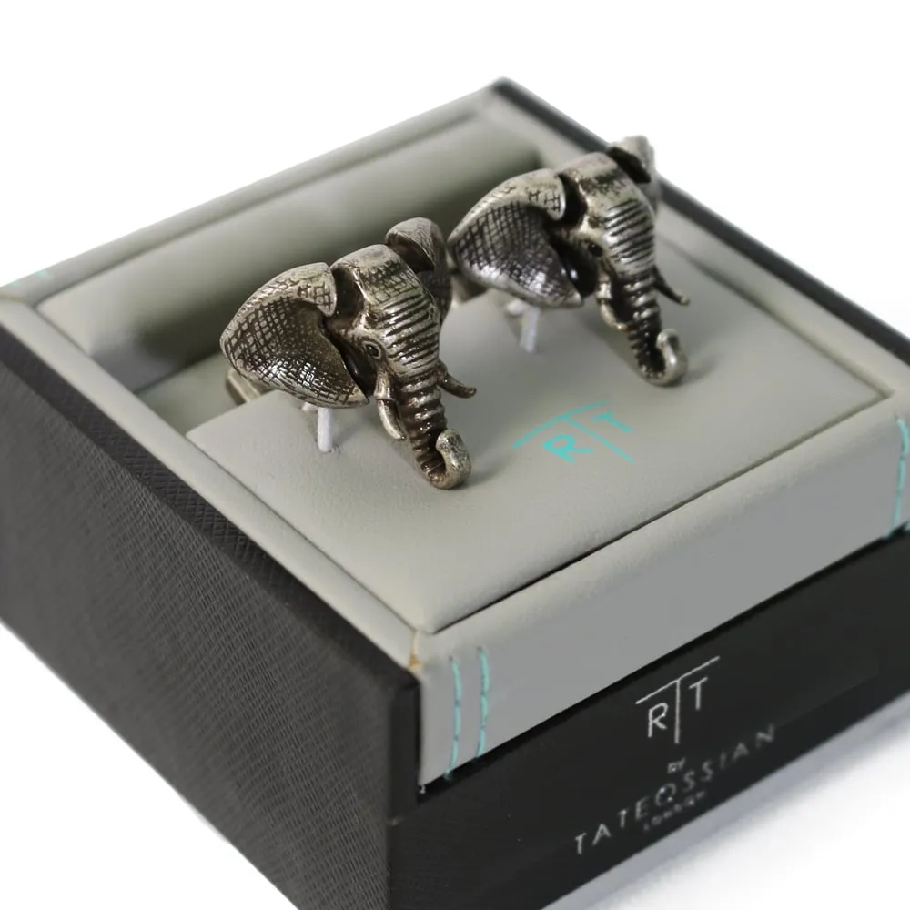 TATEOSSIAN CUFFLINKS: Elephant Moving Ear Swarovski Eye | Menswear Online