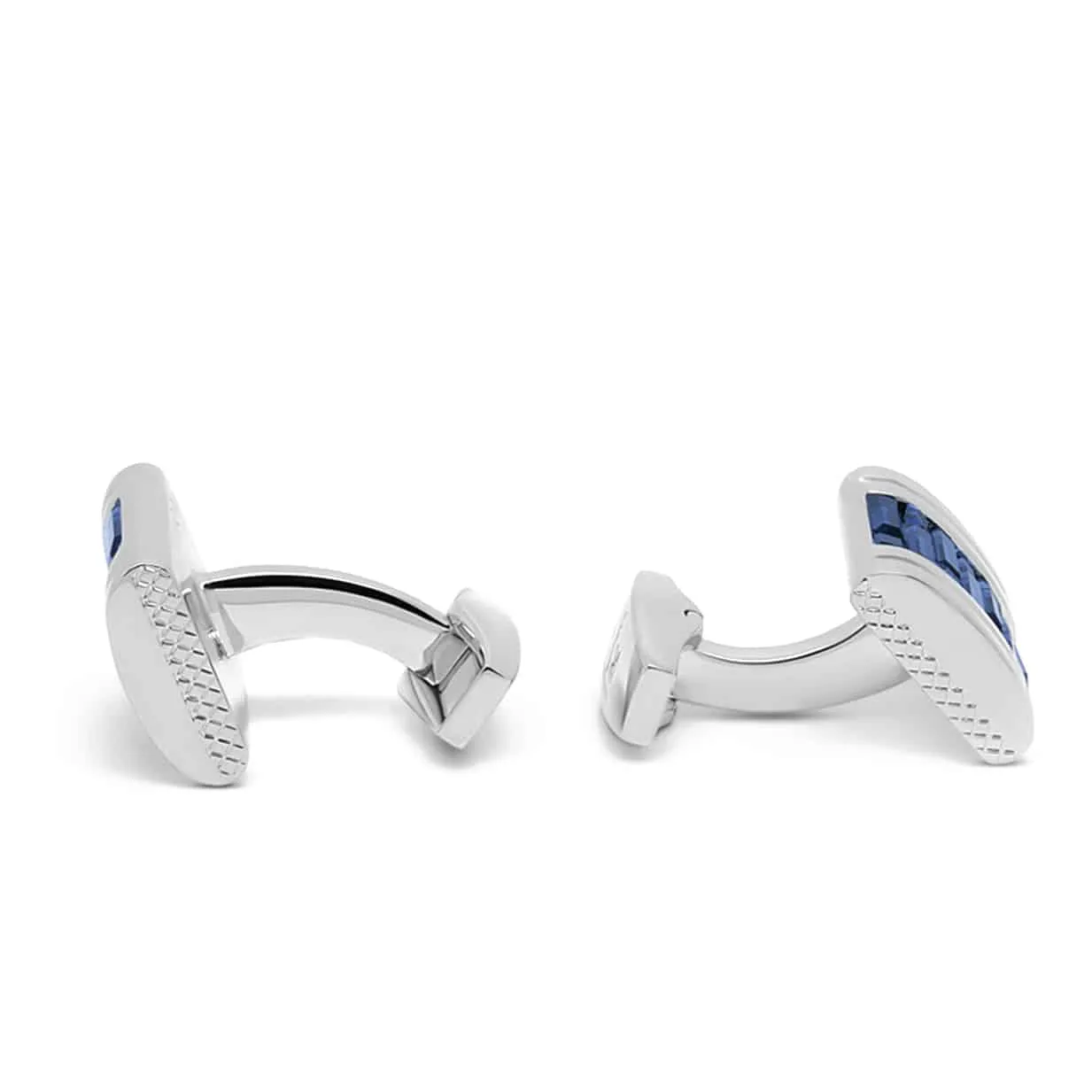 TATEOSSIAN Interlock Belgravia Cufflinks With Montana Blue Swarovski Elements | Menswear Online