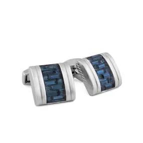 TATEOSSIAN Interlock Belgravia Cufflinks With Montana Blue Swarovski Elements | Menswear Online