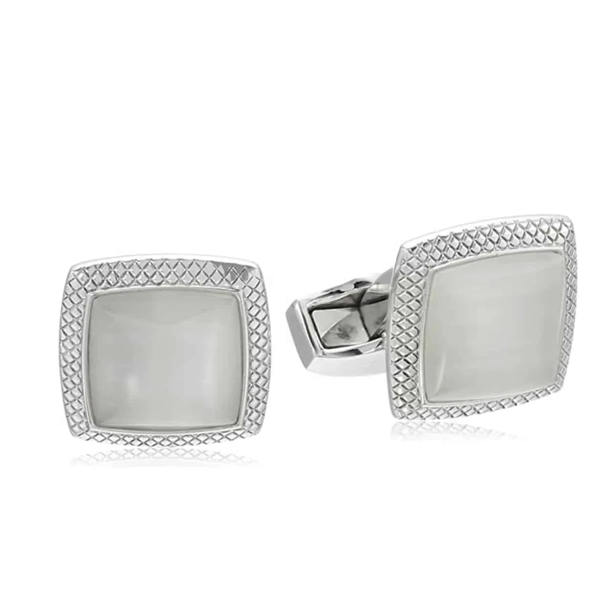 TATEOSSIAN WHITE FIBRE OPTIC GLASS QUADRATO CUFFLINKS | Menswear Online