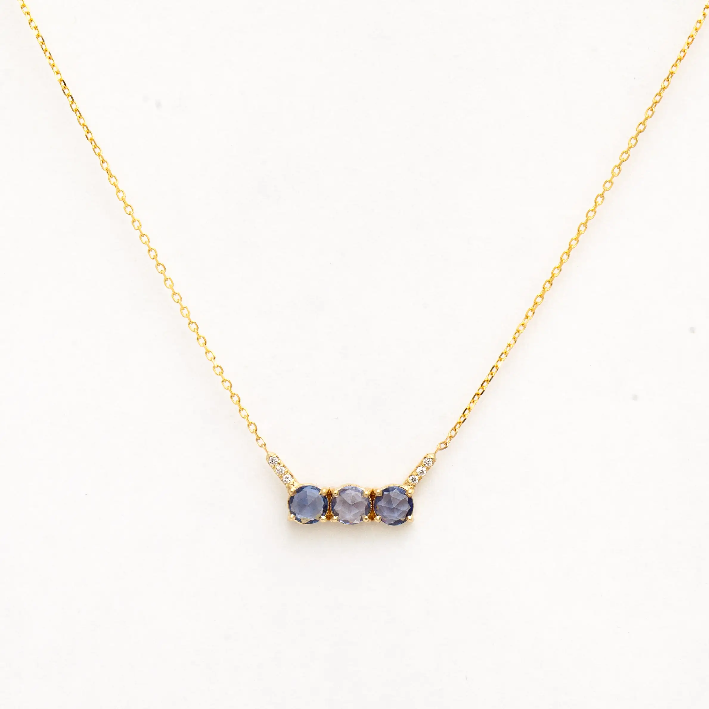 Three Rose-cut Blue Sapphire Equilibrium Necklace