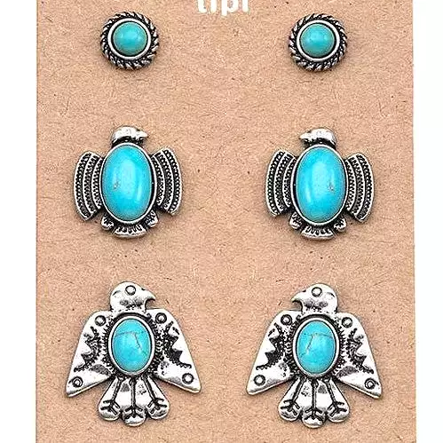 Thunderbird Turquoise Earrings Set