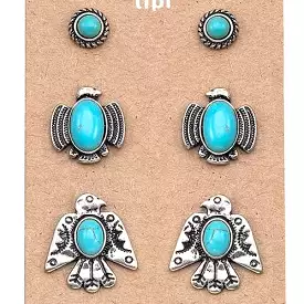 Thunderbird Turquoise Earrings Set