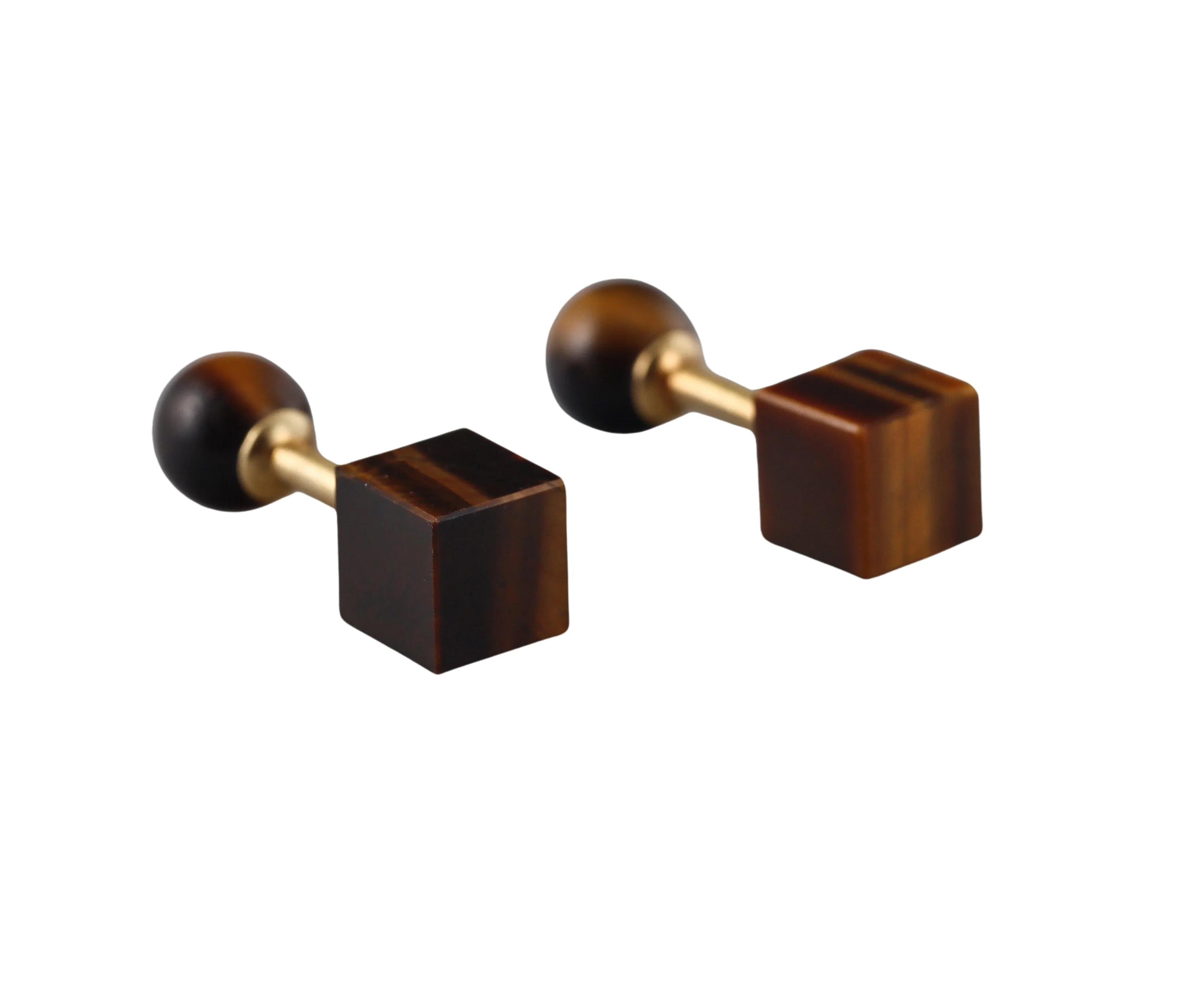 Tiffany & Co. Gold Tiger's Eye Geometric Cufflinks