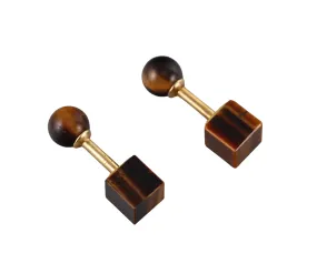 Tiffany & Co. Gold Tiger's Eye Geometric Cufflinks