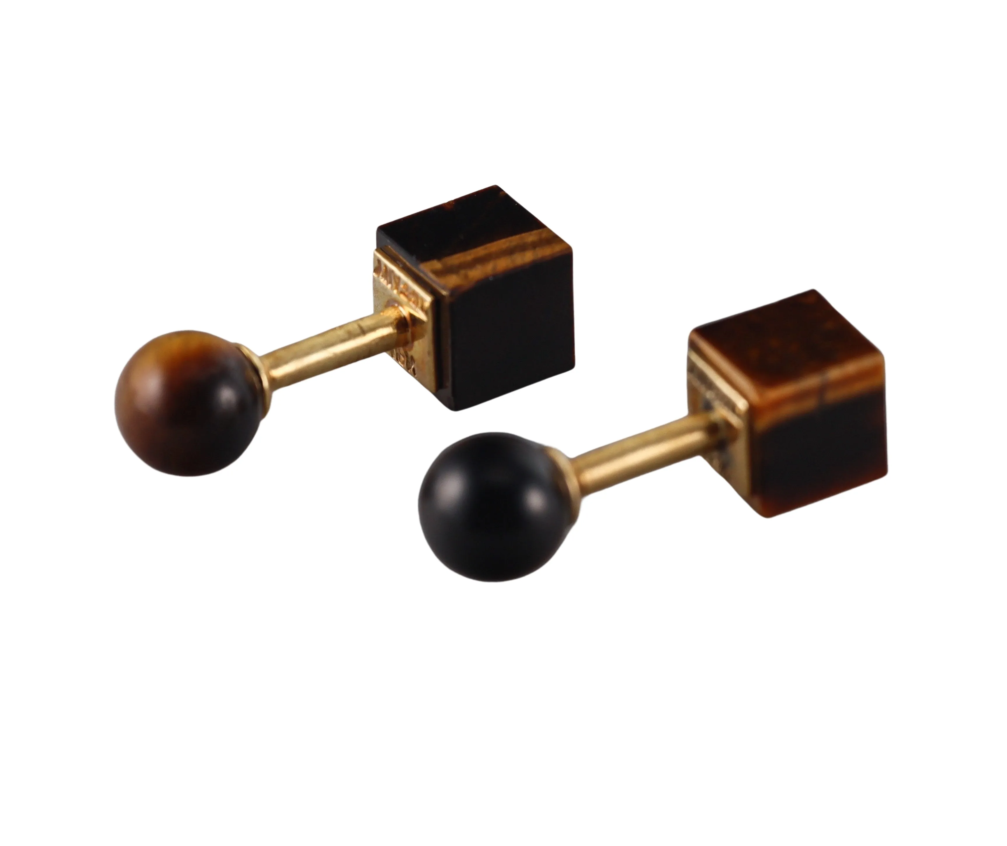 Tiffany & Co. Gold Tiger's Eye Geometric Cufflinks