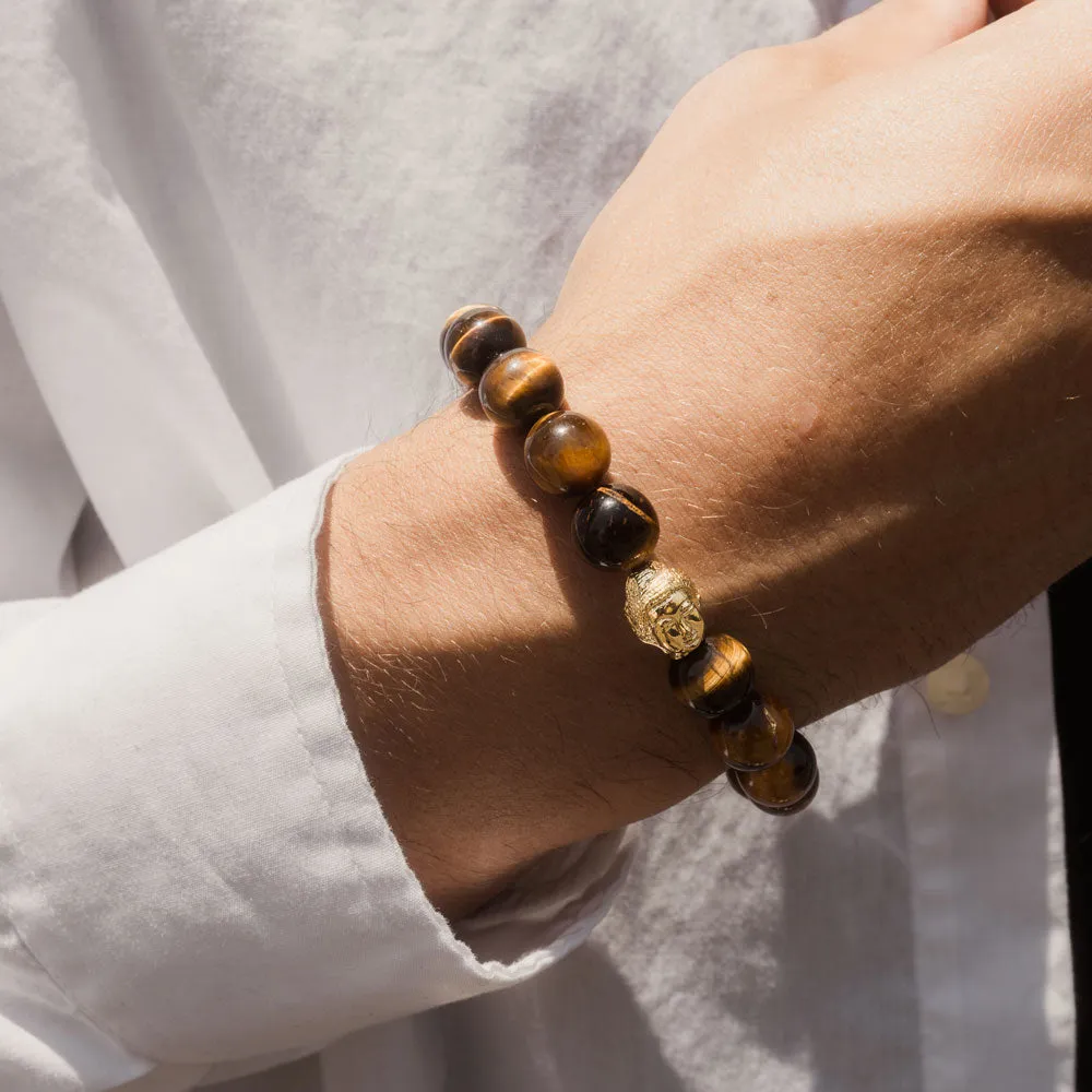 Tiger Eye Buddha Head Beaded Bracelet