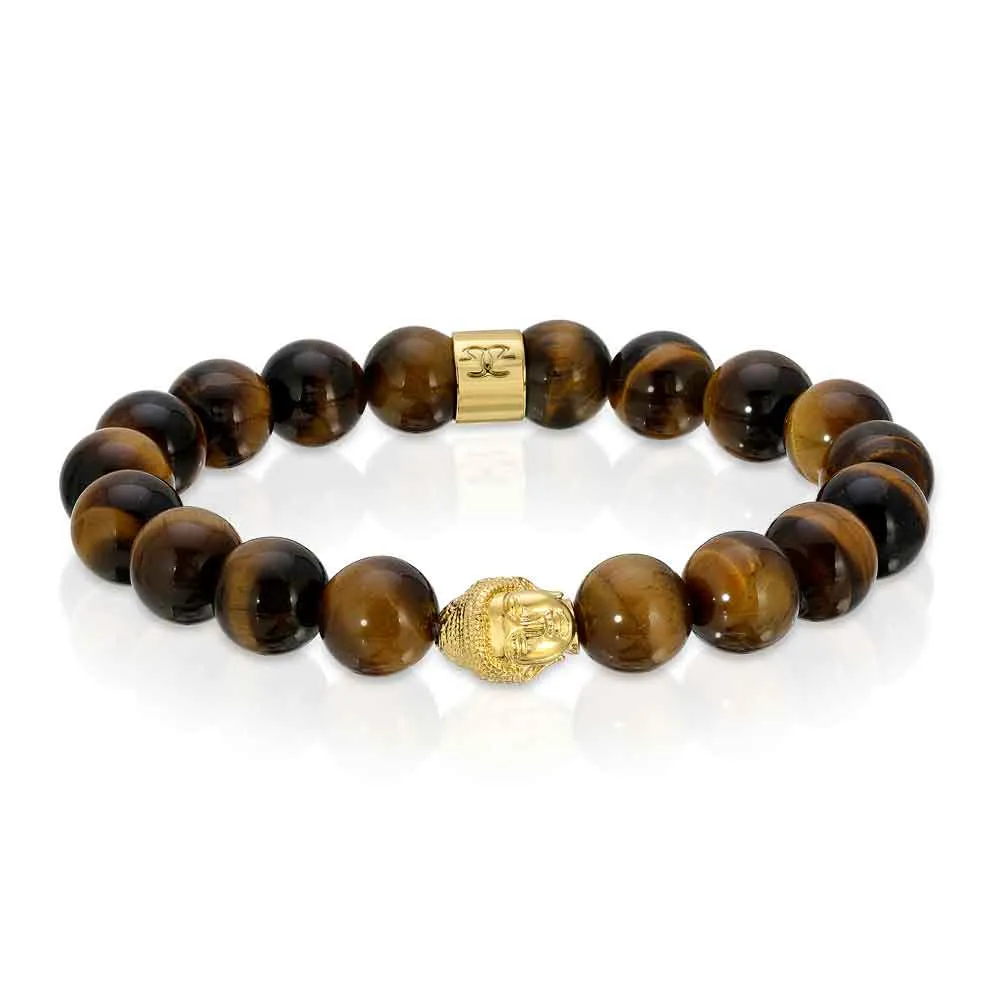 Tiger Eye Buddha Head Beaded Bracelet