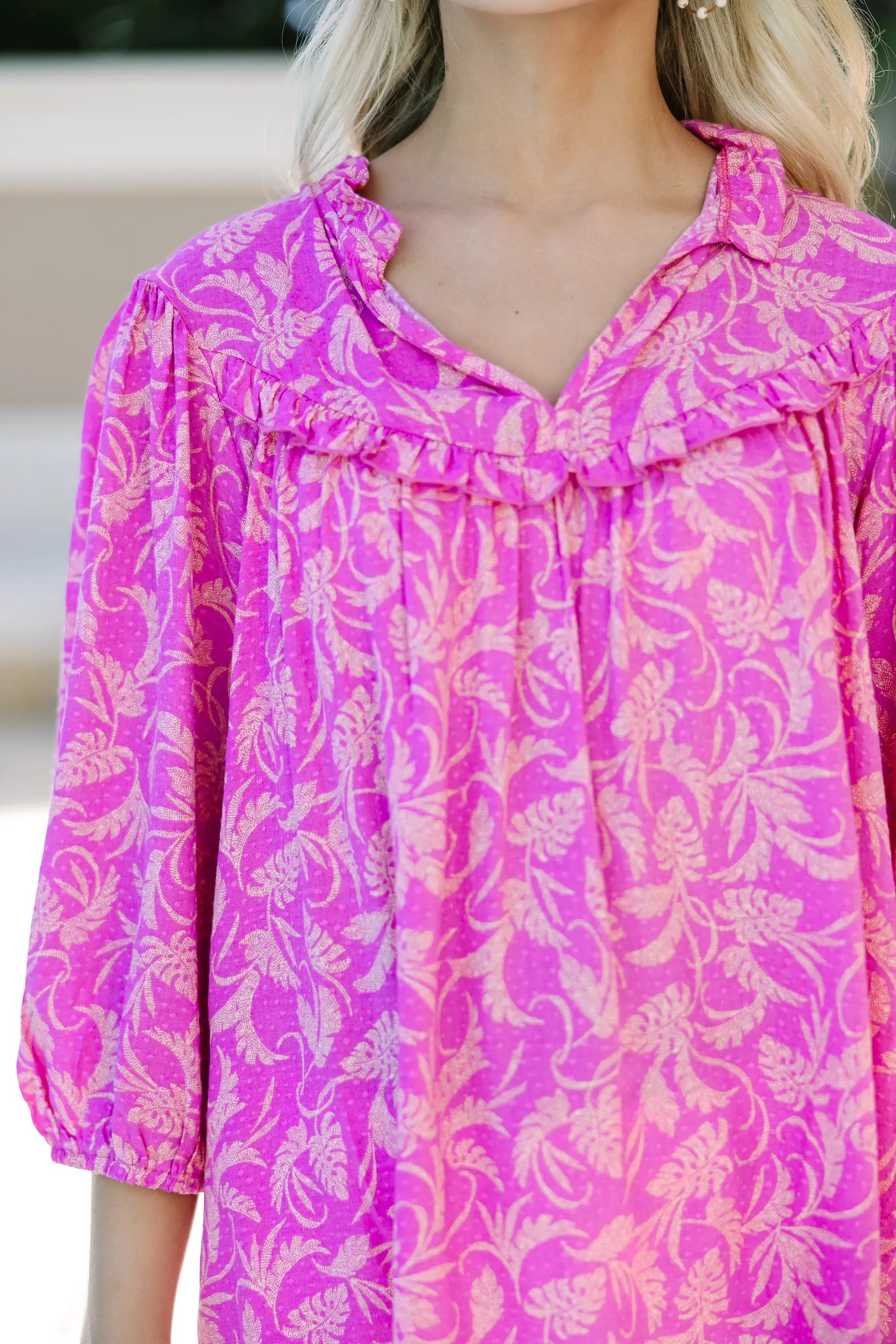 Time To Go Pink Floral Blouse