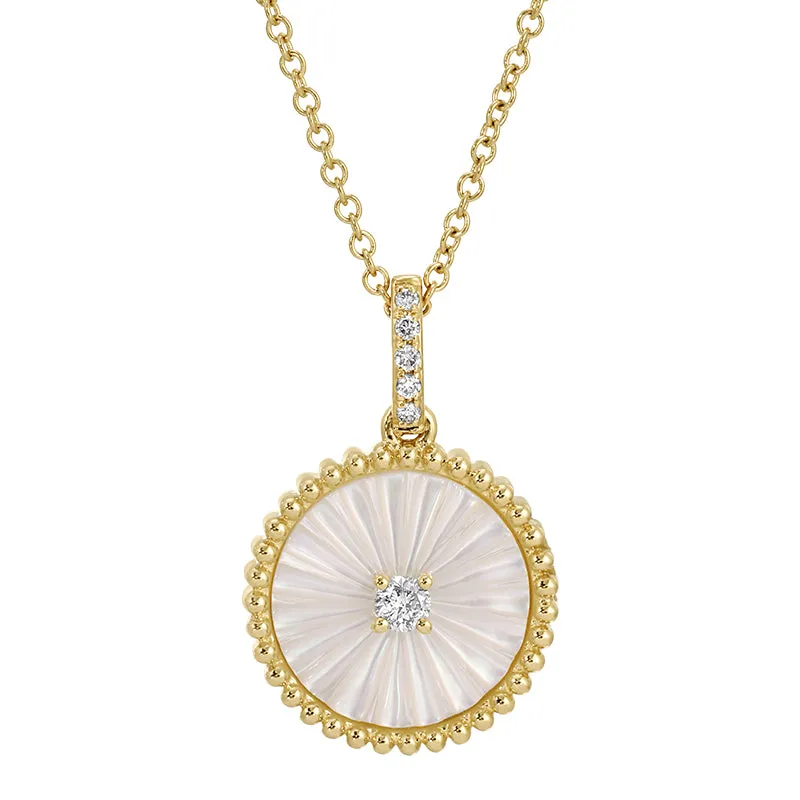 TORIE MOTHER OF PEARL FLUTED DISC NECKLACE