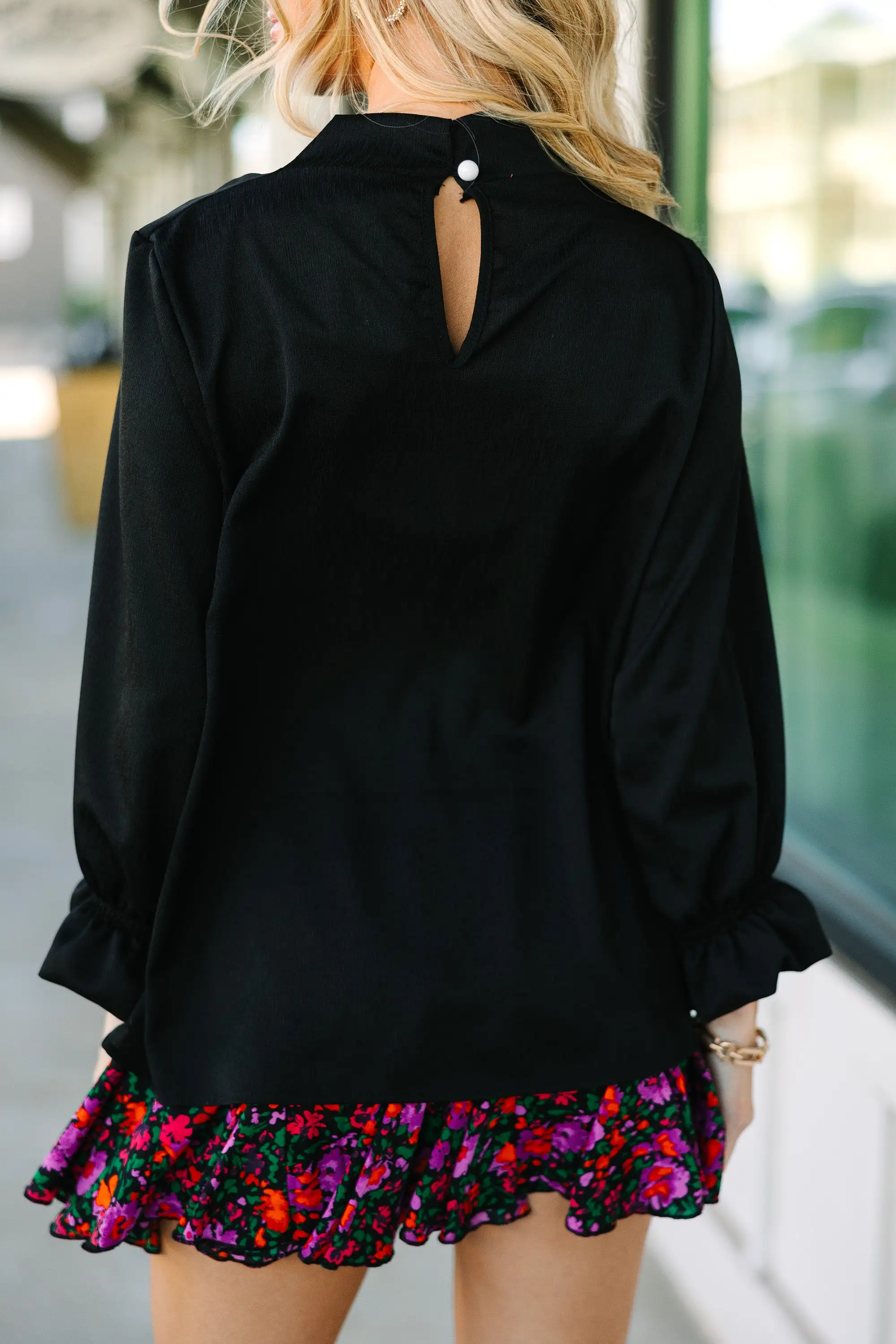 Tried And True Black Ruffled Blouse