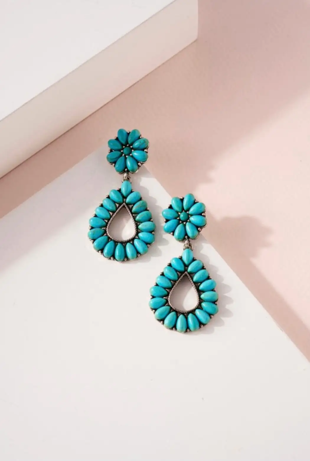 Turquoise Floral Teardrop Earrings