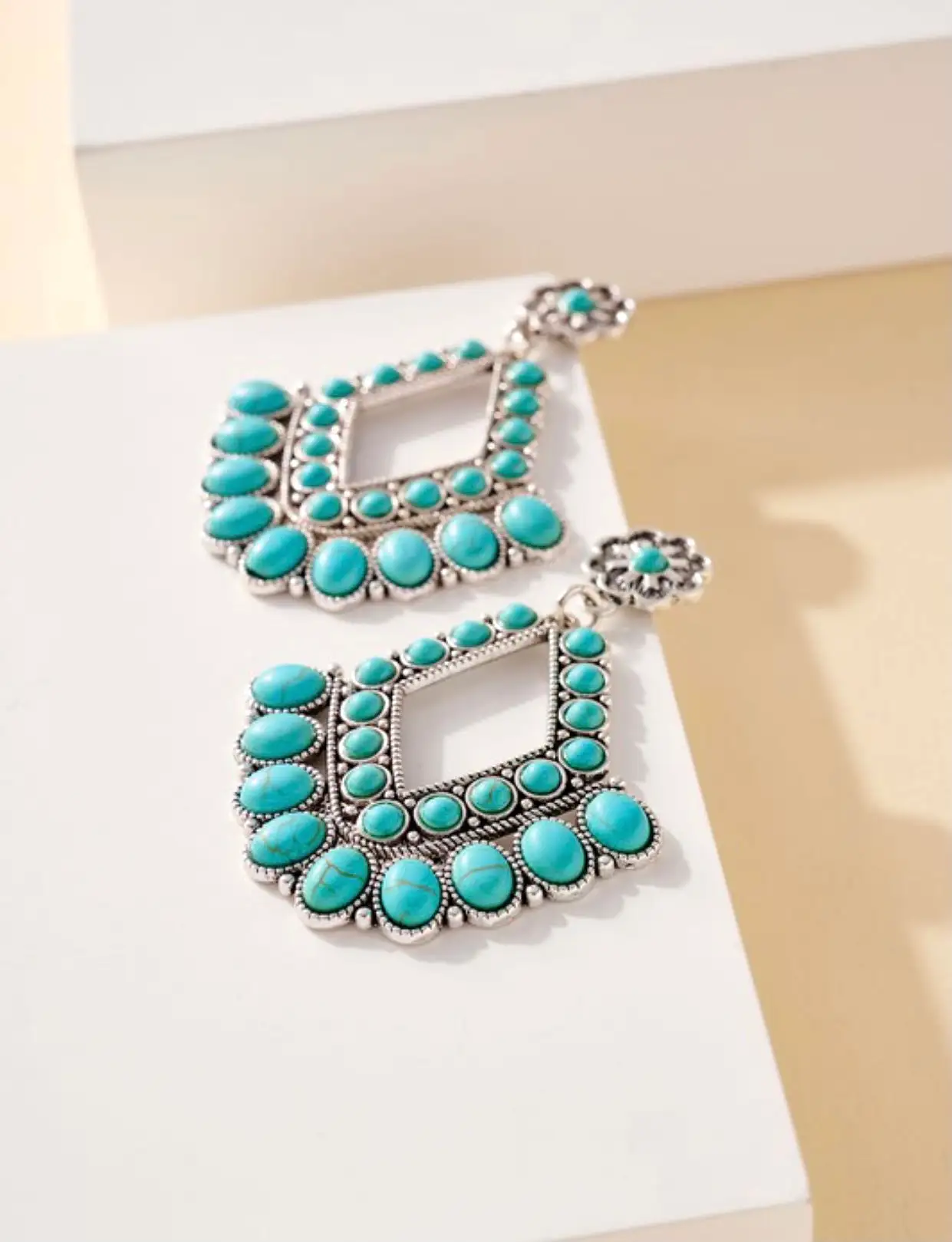 Turquoise Stone Chandelier Earrings