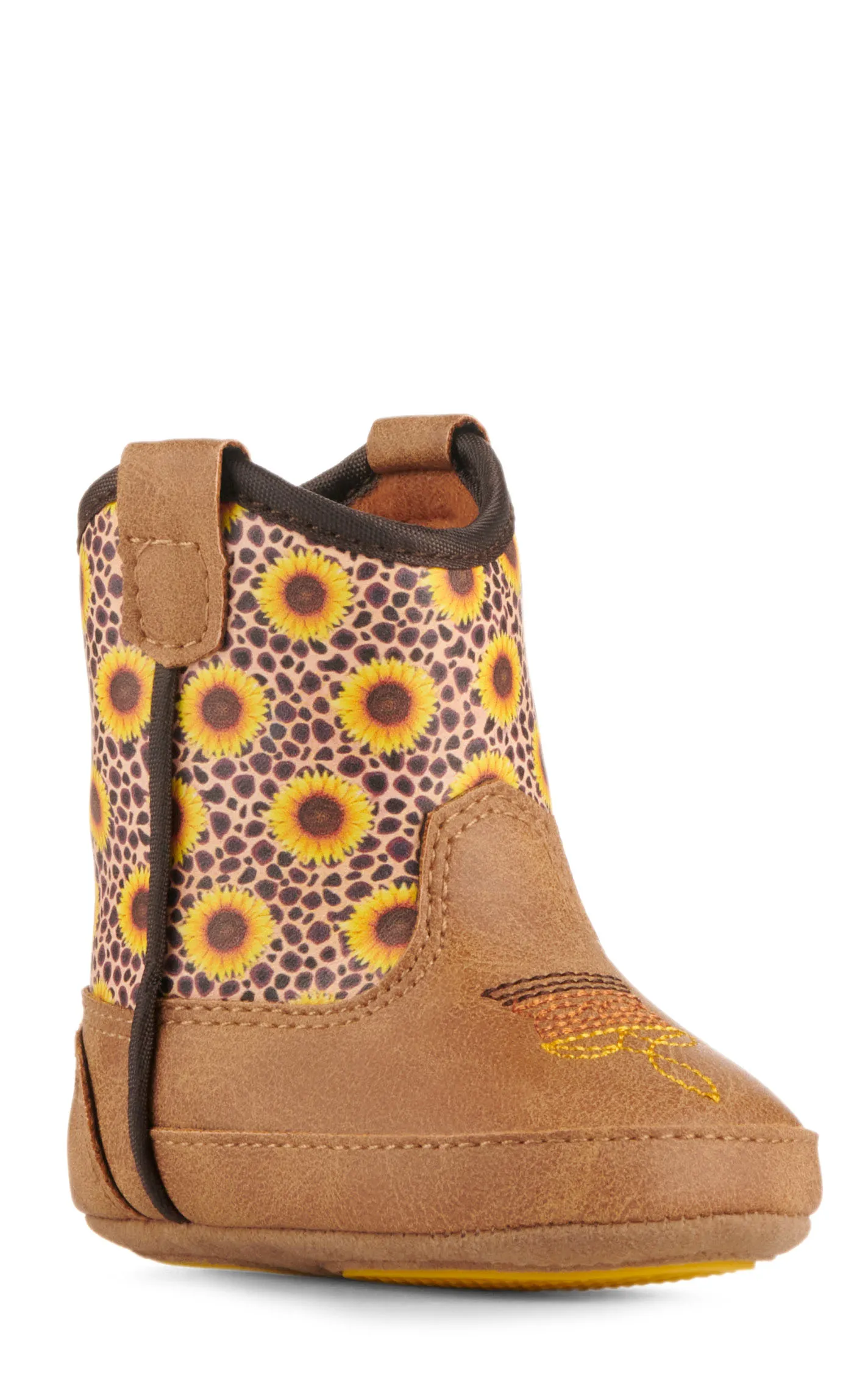 Twister Infant Baby Bucker Sunnie Tan and Sunflower Print Round Toe Cowboy Boots