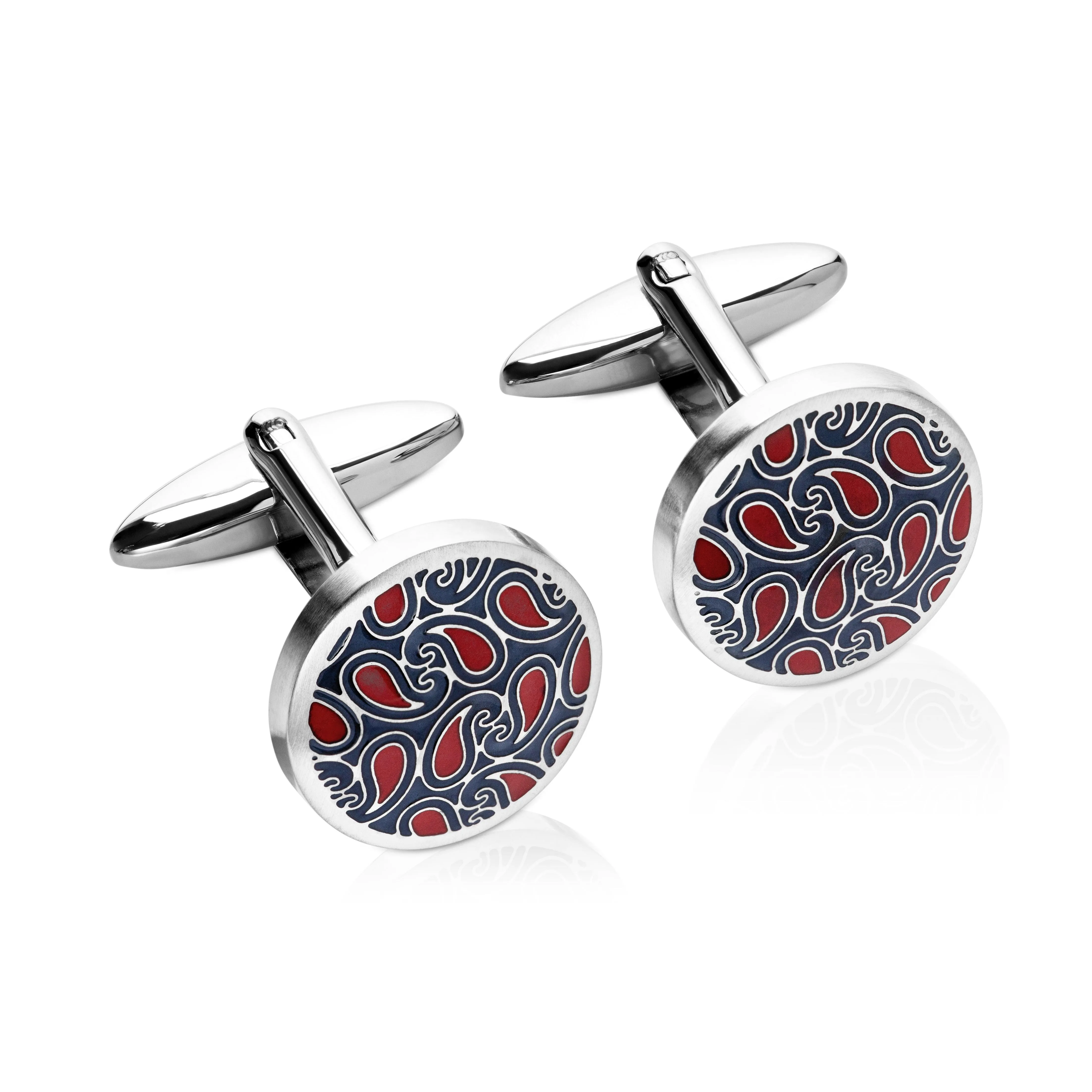 Unique & Co Blue And Red Paisley Cufflinks