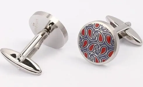 Unique & Co Blue And Red Paisley Cufflinks