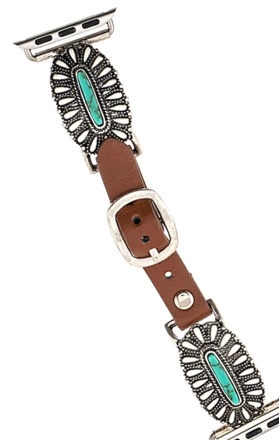 Western Concho White & Turquoise Gemstone Apple Watch Band