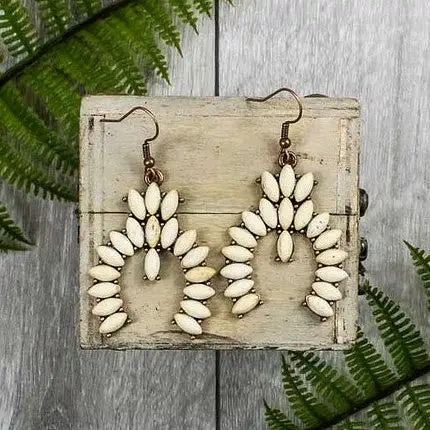 White Turquoise Beaded Earrings