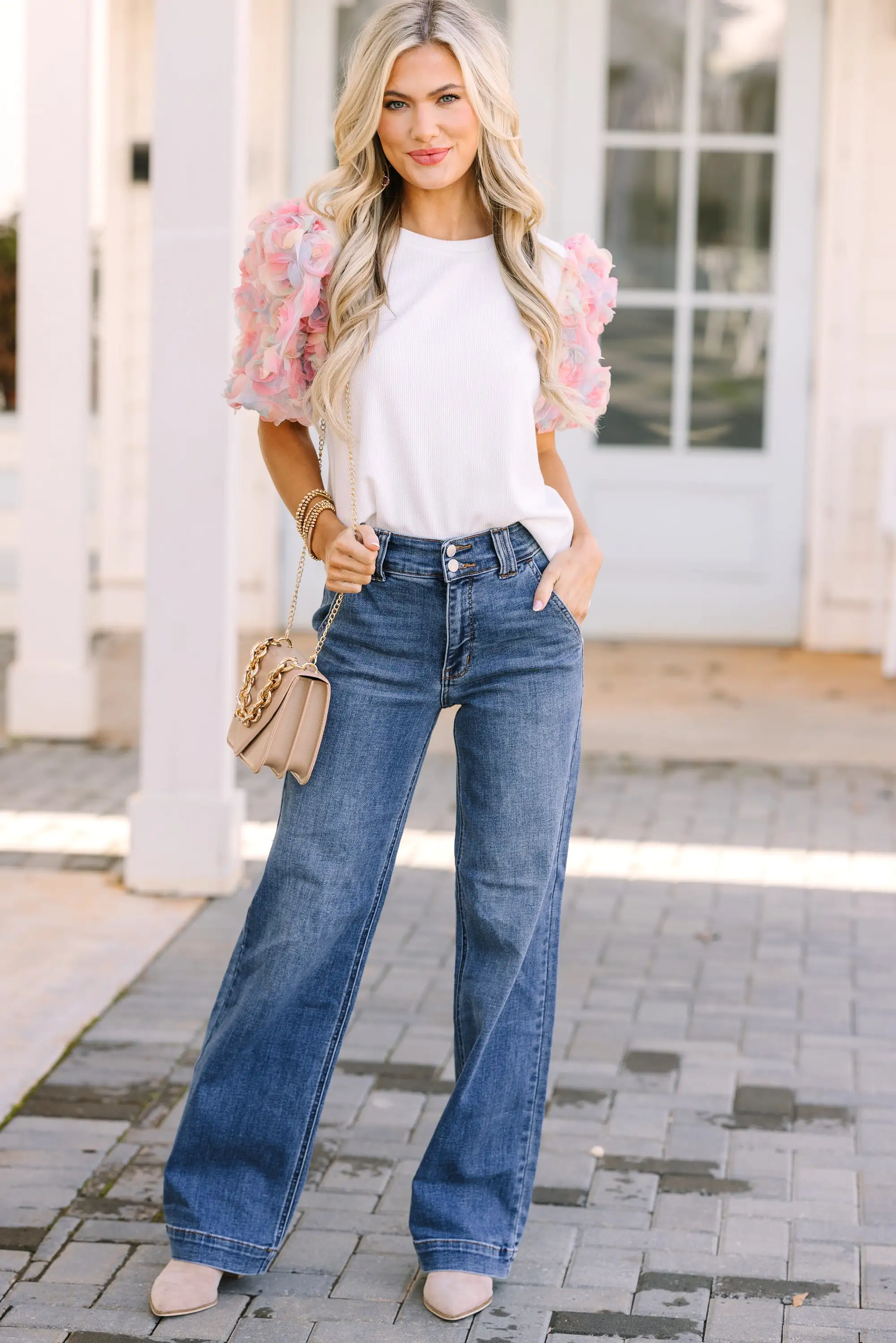 Who You Are White Floral Puff Sleeve Blouse